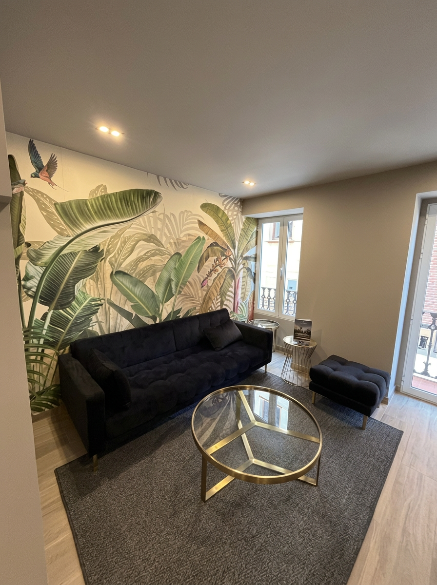The botanical living room at Casa Triador